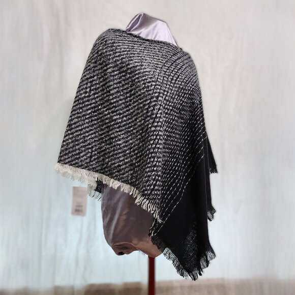 Black & Grey Poncho style Shawl - Picture 1 of 8